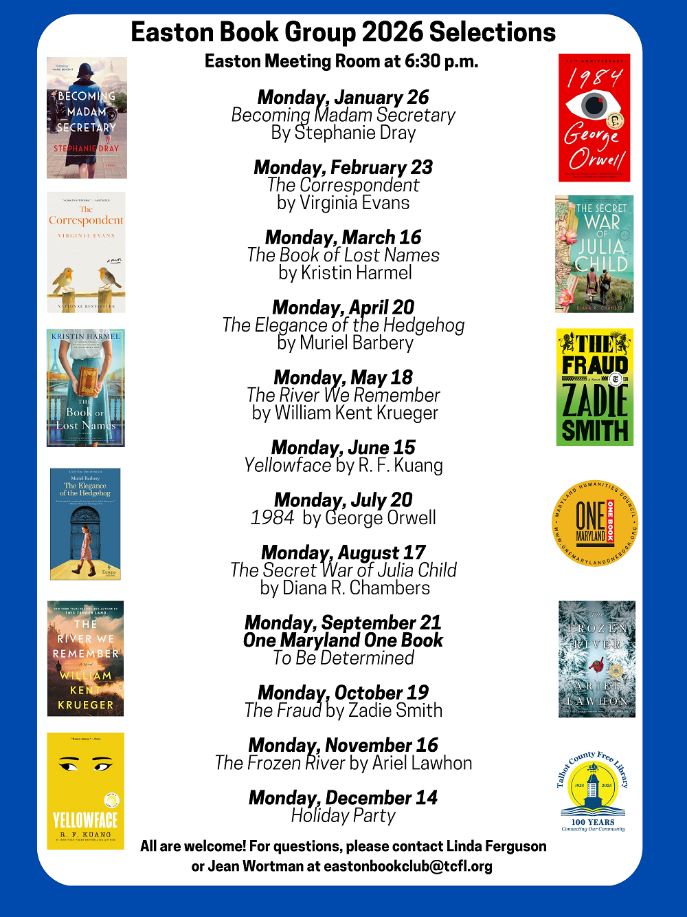 2026 Easton Book Club Selections