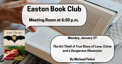 Easton Book Club. January 27. 6:30 P.M.