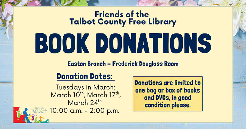 Book donations accepted on a limited basis.