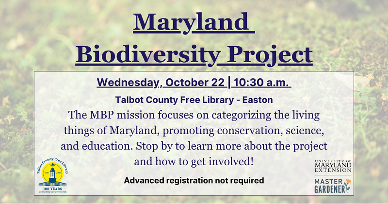 Master Gardeners Event: Biodiversity Project. October 22.