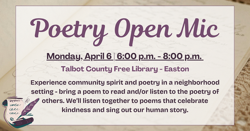 Poetry Open Mic - Kindness. April 6.